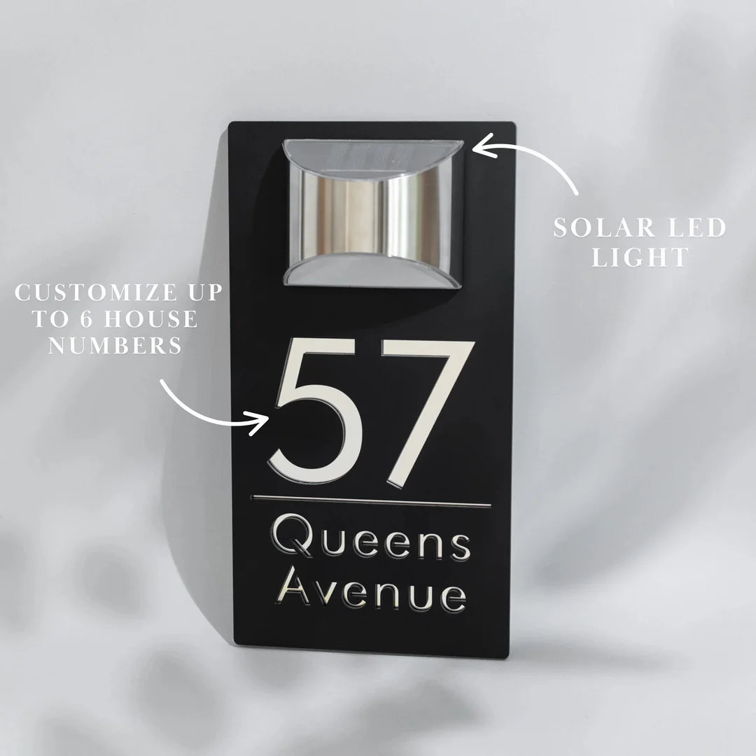 Personalized Solar Modern Door Plaque